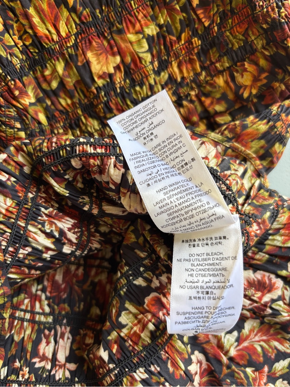 NWT DOEN Cecillia Mini Dress Noir Rêve Des Jardins Smocked Organic Cotton Med. - Picture 3 of 4
